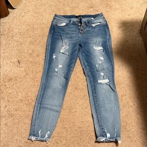 Judy Blue Medium Blue Distressed High-Rise Skinny Jeans